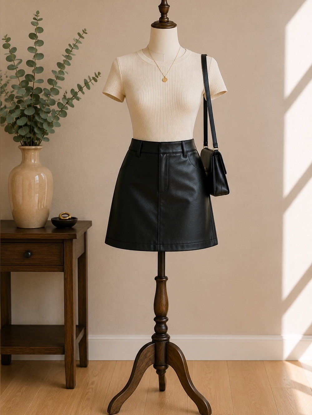GAP Black Faux Leather Mini Skirt Women's Size 27 Small A-Line Quiet Luxury